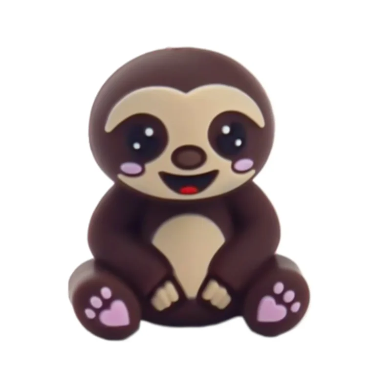 Siliconen kralen - 3D - Luiaard - Choco