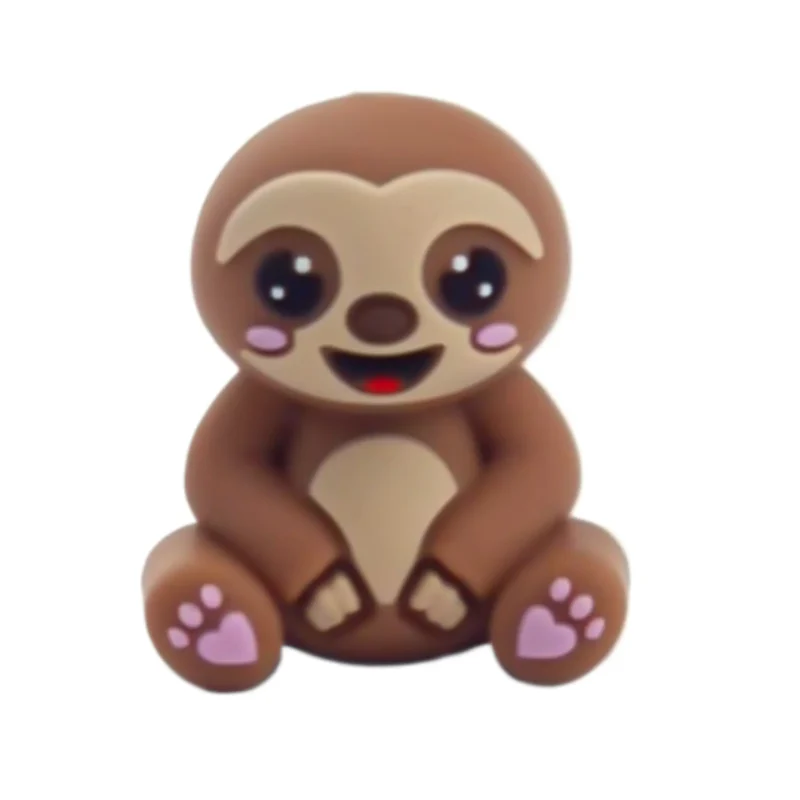 Siliconen kralen - 3D - Luiaard - Milk Chocolate