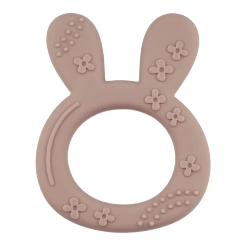 Silikon-Beißring - Relief - Kaninchen - Dunkles Holz