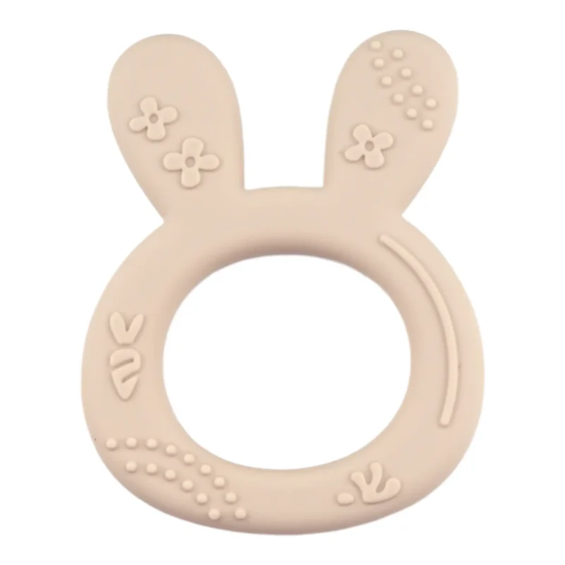 Silikon-Beißring - Relief - Kaninchen - Taupe