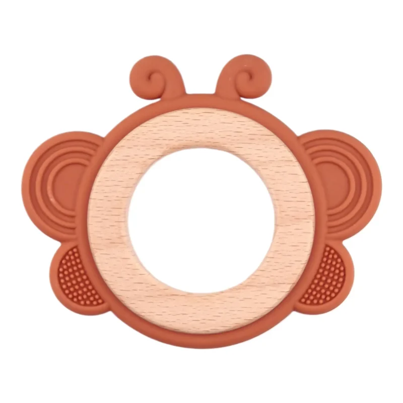 Zahnungsfigur - Silikon und Holz - Schmetterling - Bernstein