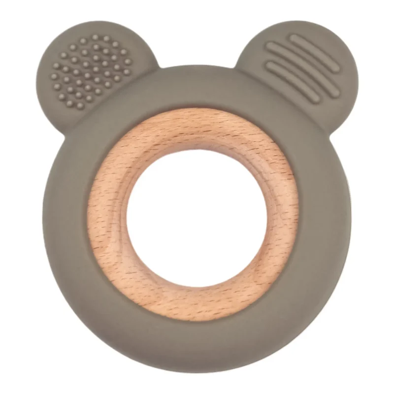 Zahnungsfigur - Silikon und Holz - Bär - Grüner Tee