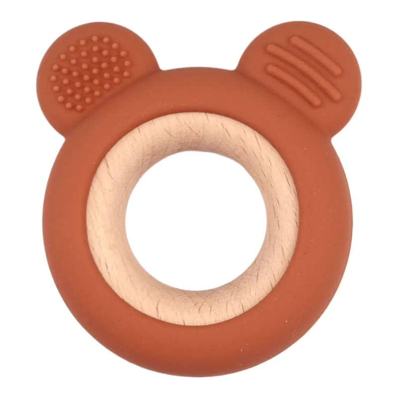 Zahnungsfigur - Silikon und Holz - Bär - Bernstein