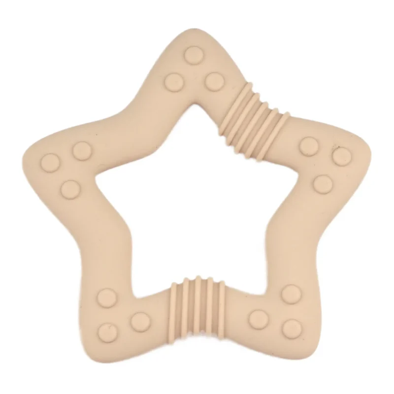 Silikon-Beißring - Relief - Stern - Taupe