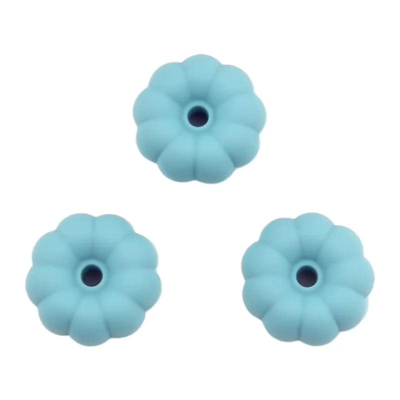 Perle de silicone - Citrouille - 8 mm x 16 mm - Aigue-marine