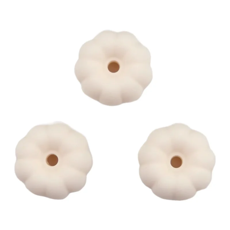 Perle de silicone - citrouille - 8 mm x 16 mm - noix de coco