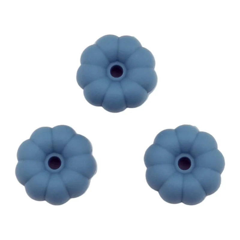 Perle de silicone - Citrouille - 8 mm x 16 mm - Gris pétrole