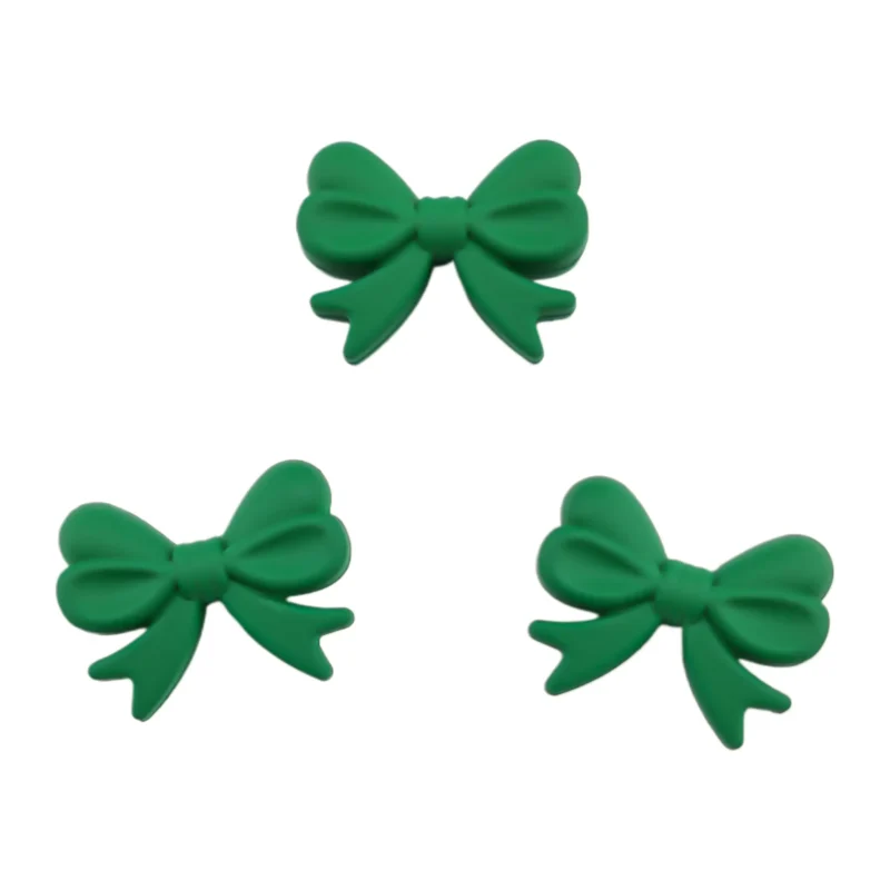 Silikonperlen - Schleife - Vertikales Gewindeloch - Grüner Nuggetdruck