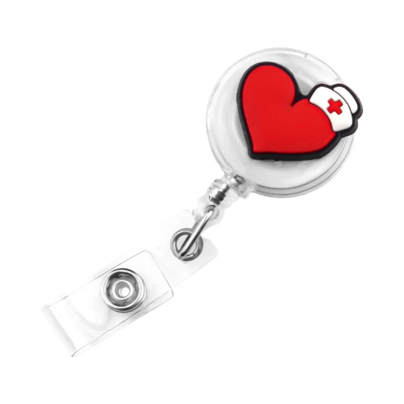 porte-badge r&eacute;tractable avec Cordon - C&oelig;ur pour les Soins