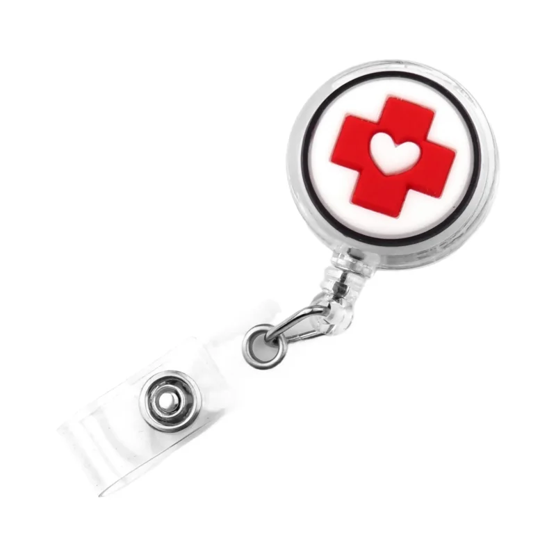 porte-badge r&eacute;tractable avec Cordon - Croix-Rouge