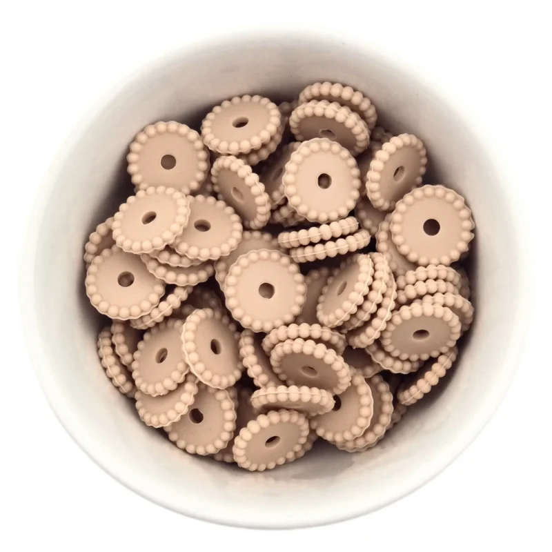 Siliconen kralen - Mini Dots - Tussenschijfje - Wood