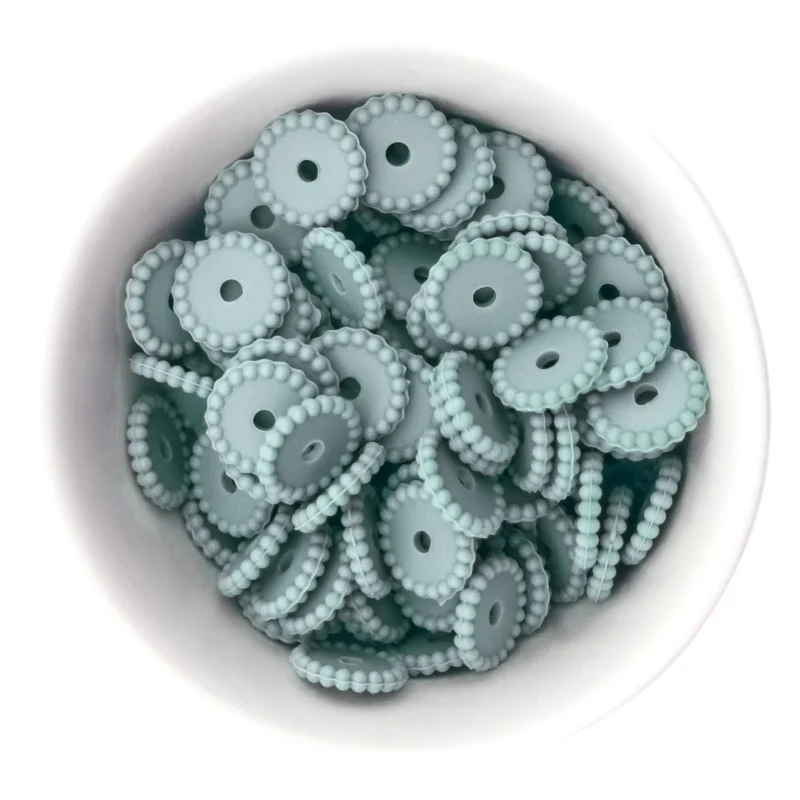 Siliconen kralen - Mini Dots - Tussenschijfje - Aquamarijn