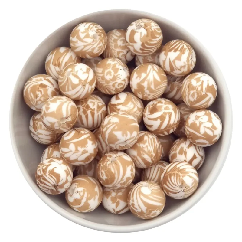 Silikonperlen - Schleife - Horizontale Gewindebohrung - Palm Sugar Print