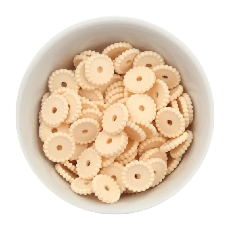 Siliconen kralen - Mini Dots - Tussenschijfje - Ivory