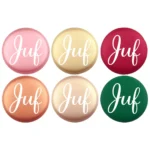 Siliconen Kraal - Wensmuntje - Gegraveerd - Juf met Bloemenprint