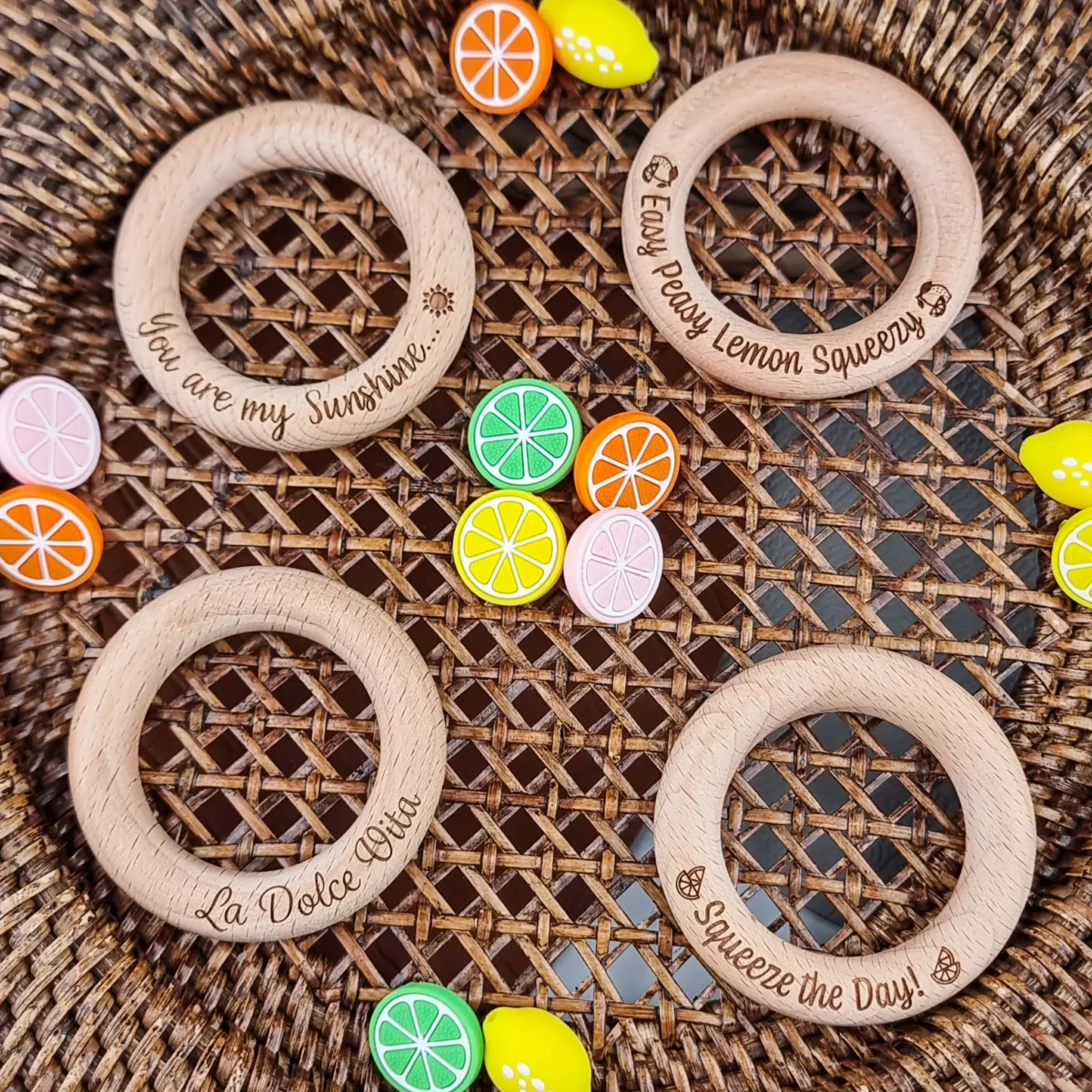 Houten ring - Gegraveerd - Beukenhout - Squeeze the Day - Knufl - 7 cm - Afbeelding 3