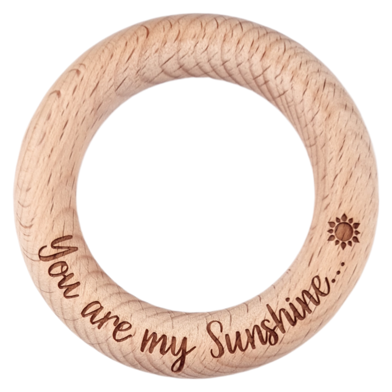 Houten ring - Gegraveerd - Beukenhout - You are My Sunshine - 7 cm
