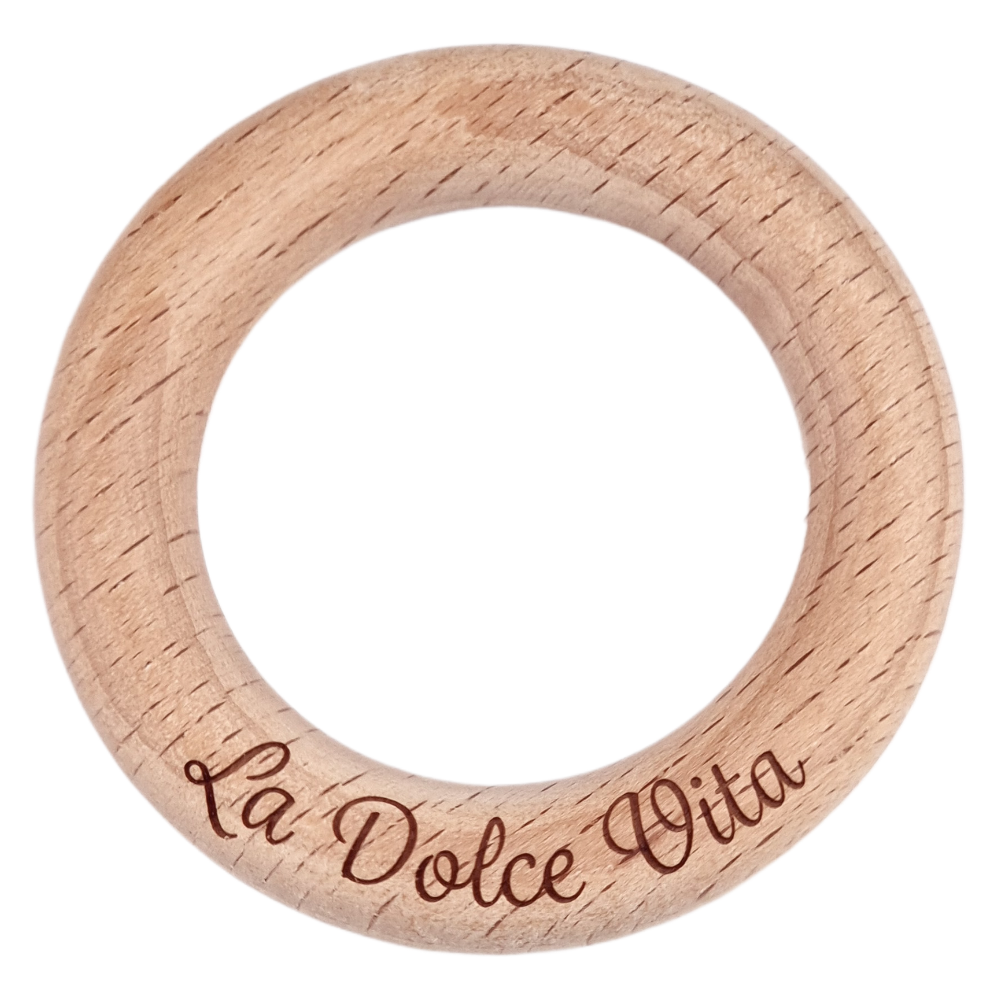 20250711_111536 Houten ring - Gegraveerd - Beukenhout - La Dolce Vita - Knufl - 7 cm - Afbeelding 1