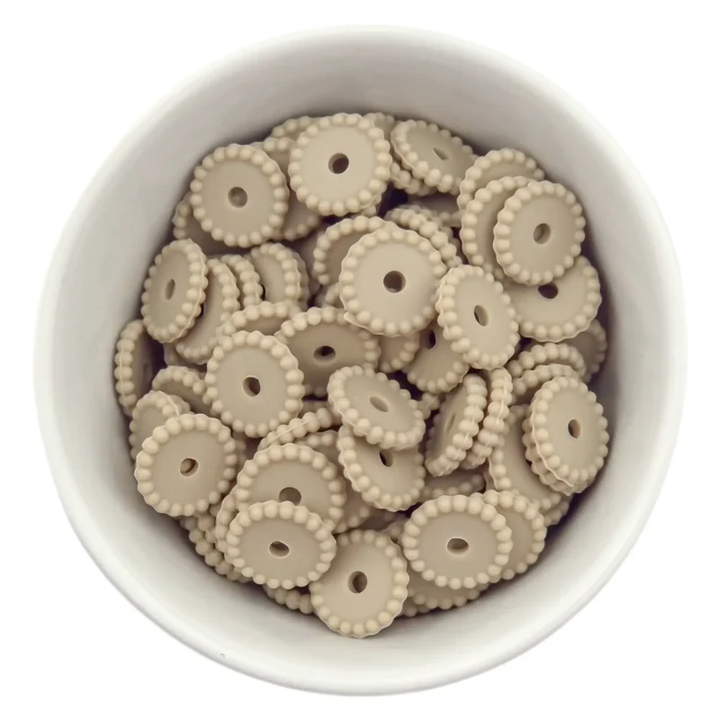 Siliconen kralen - Mini Dots - Tussenschijfje - Taupe
