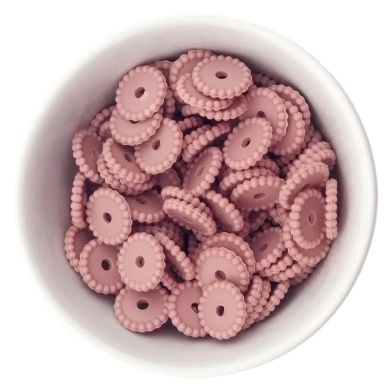 Siliconen kralen - Mini Dots - Tussenschijfje - Oud Roze