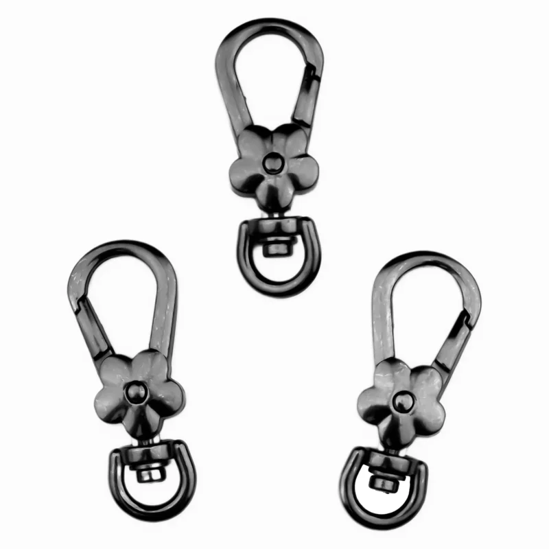 Schlüsselanhänger - J-Haken Clip mit Blume - Titanium