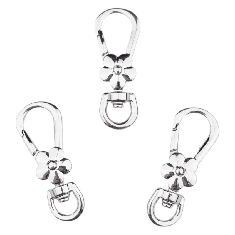 Schlüsselanhänger - J-Haken Clip mit Blume - Silber