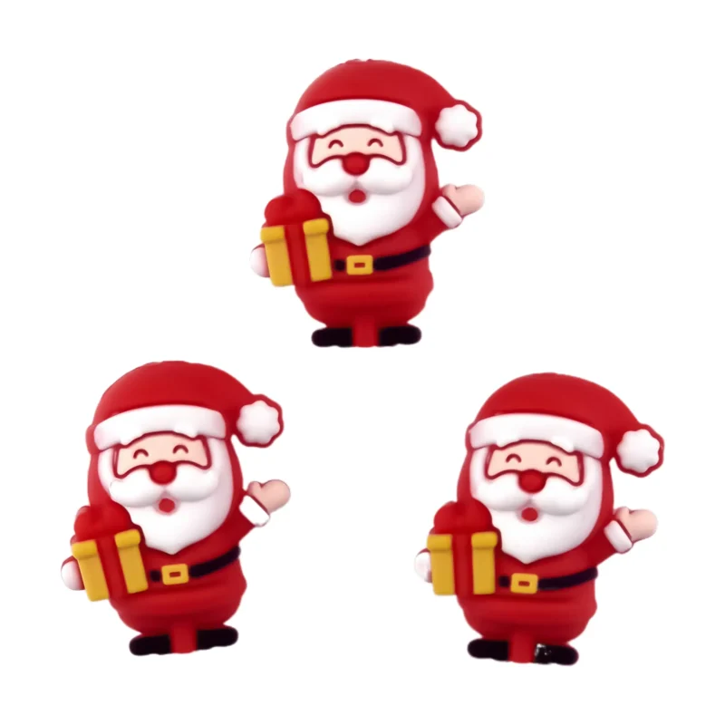 Siliconen kraal - 3D Kerstman met Kado