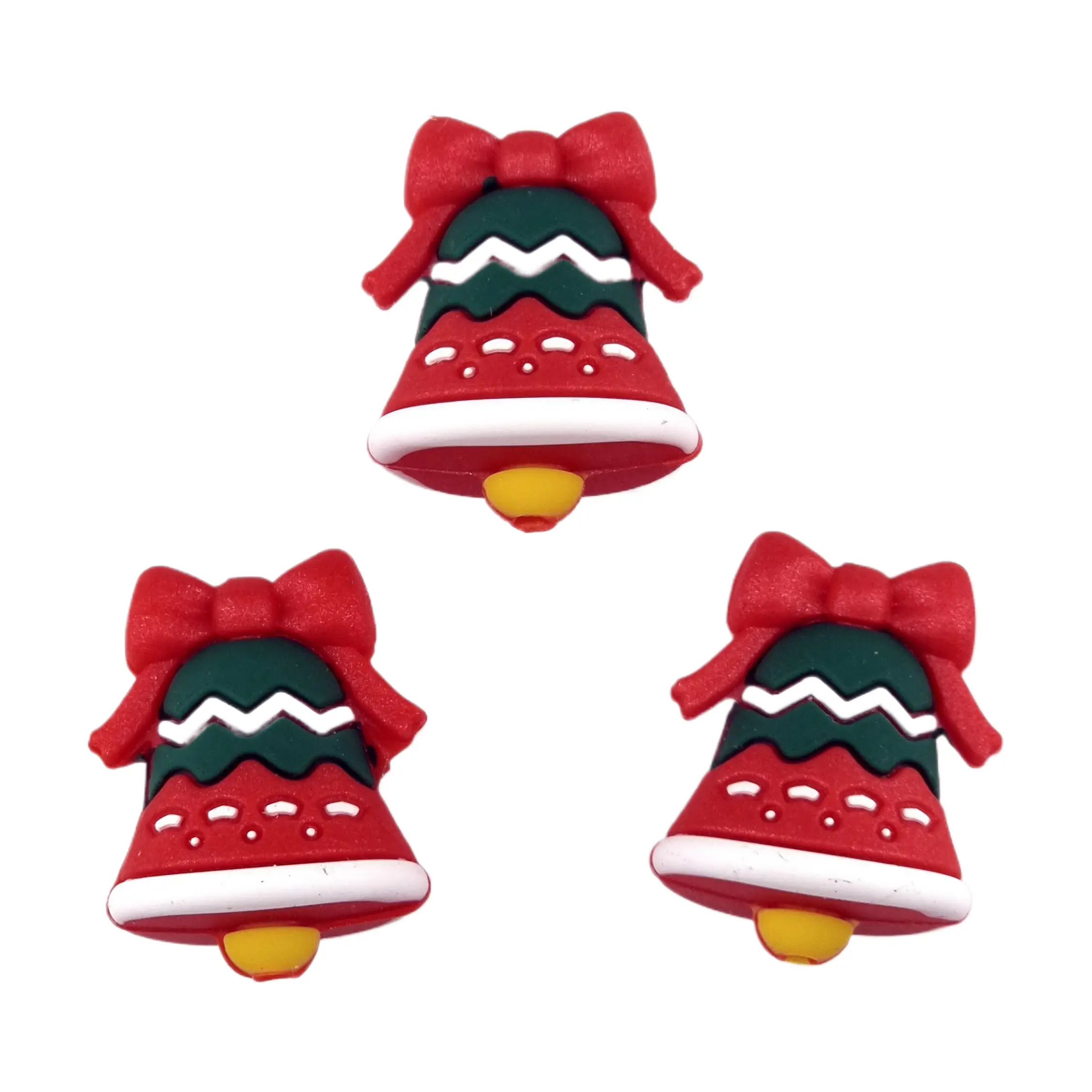 Naamloos-1542 Siliconen kraal - 3D Kerstklok - Rood / Groen - Afbeelding 1