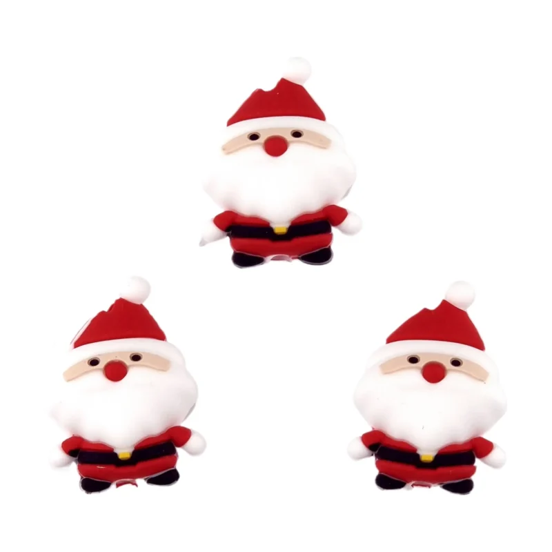 Siliconen kraal - 3D Kerstman met Rode Neus