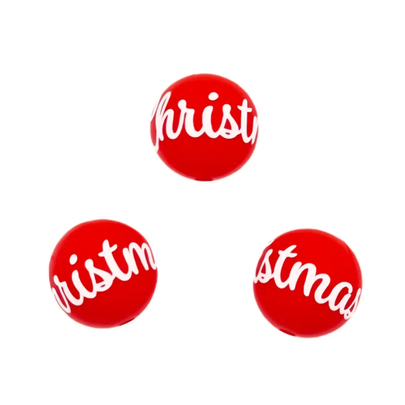 Perle de silicone - 16 mm - Noël - Rouge feu