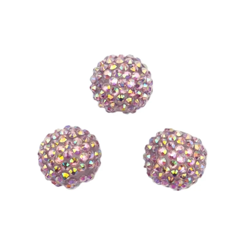 Perles acryliques avec pierres - 20 mm - Rose pâle