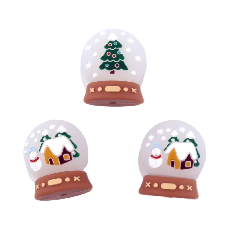 Perle de silicone - Boule de neige 3D - Noël