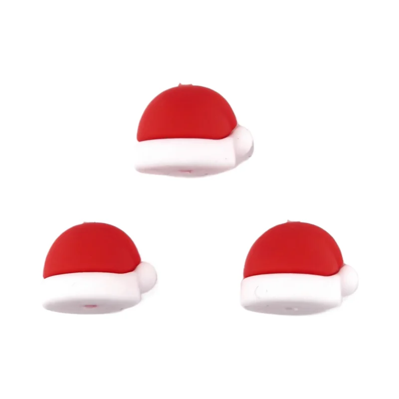 Perle de silicone - Bonnet de Père Noël 3D - Rouge pompier