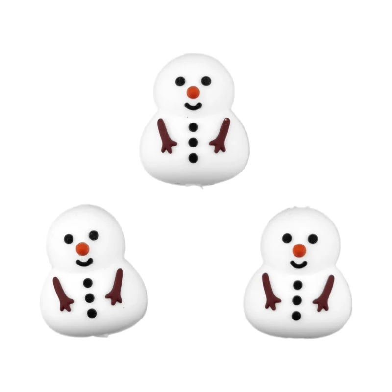 Perle de silicone - Bonhomme de neige 3D avec bras