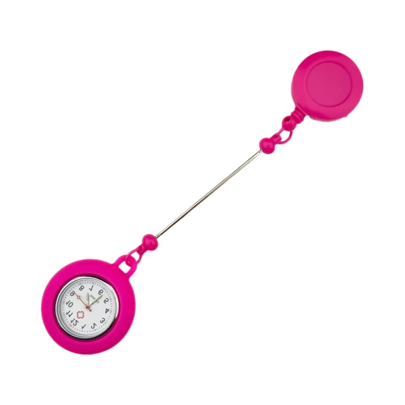 Abzeichenhalter mit Kordelzug - Auffädelbar Krankenschwester Uhr - Fuchsia
