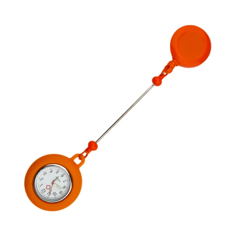 Abzeichenhalter mit Kordelzug - Auffädelbar Krankenschwester Uhr - Orange