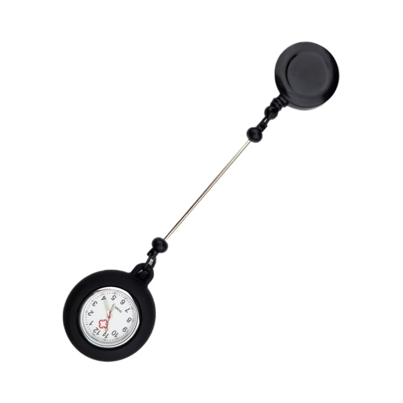 Badge Holder mit Kordelzug - Auffädelbar Krankenschwester Uhr - Schwarz