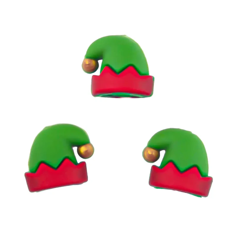 Perle de silicone - Chapeau elfique 3D - Rouge / Vert