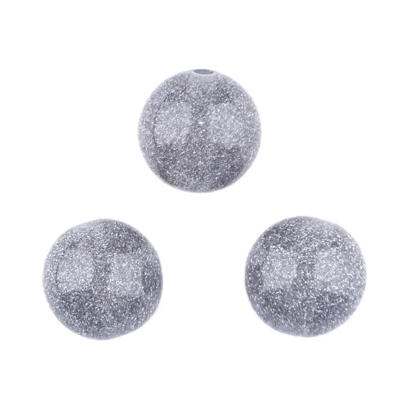 Acryl Kraal - Glitter Swirl - 16 mm - Licht Grijs