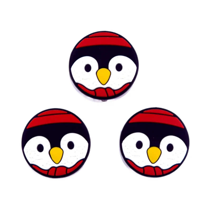 Perle de silicone - Pingouin - Cercle - Rouge