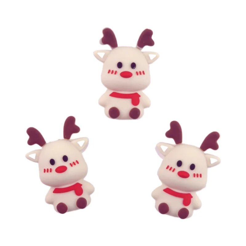 Perle de silicone - 3D Blushing Reindeer - Crème fouettée