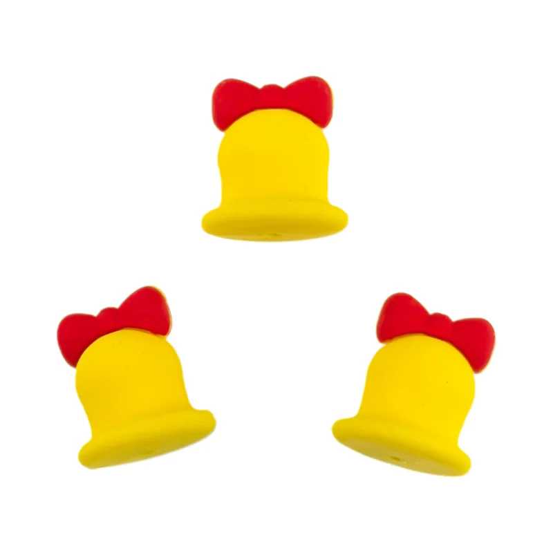 Siliconen kraal - 3D Kerstklok - Geel