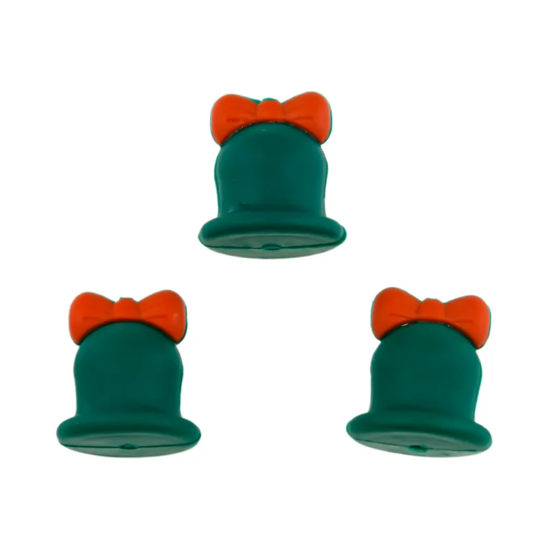 Perle de silicone - Cloche de Noël 3D - Vert
