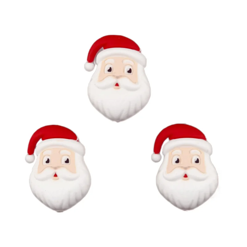 Perle de silicone - Tête de Père Noël 3D