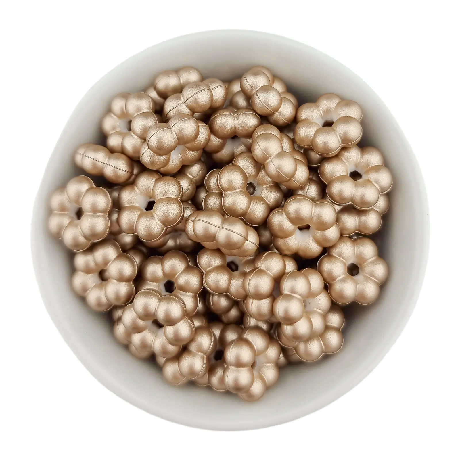 Sans nom-1728 Perles en silicone - Points de fleur - 14 x 5 mm - Champagne Nugget Print – Image 1