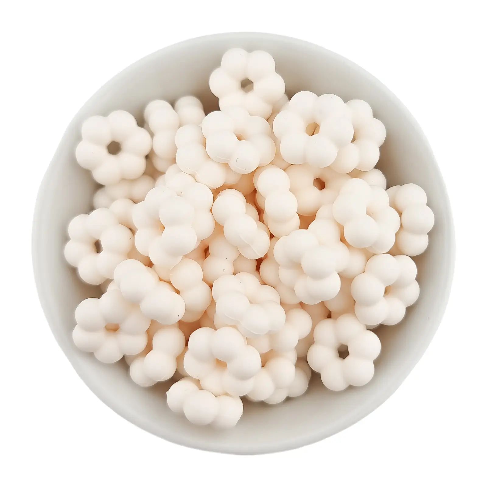 Sans nom-1732 Perles en silicone - Points de fleurs - 14 x 5 mm - noix de coco – Image 1