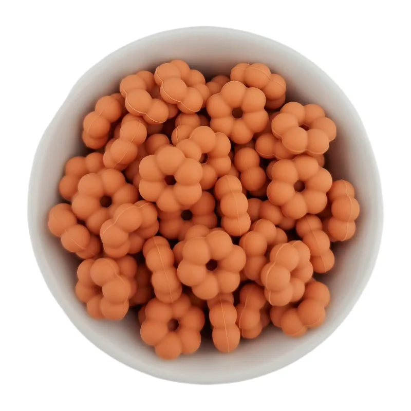 Silikonperlen - Flower Dots - 14 x 5 mm - Terracotta