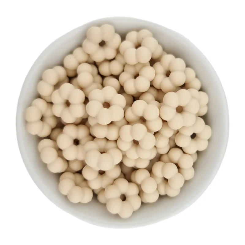 Silikonperlen - Flower Dots - 14 x 5 mm - Alte Spitze