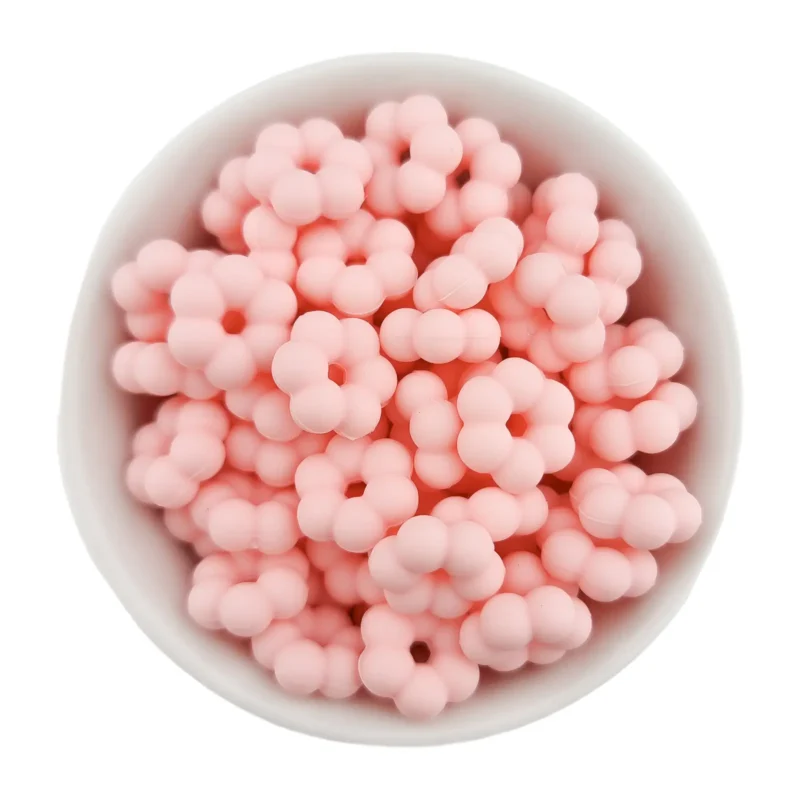 Silikonperlen - Flower Dots - 14 x 5 mm - Pfirsichrosa