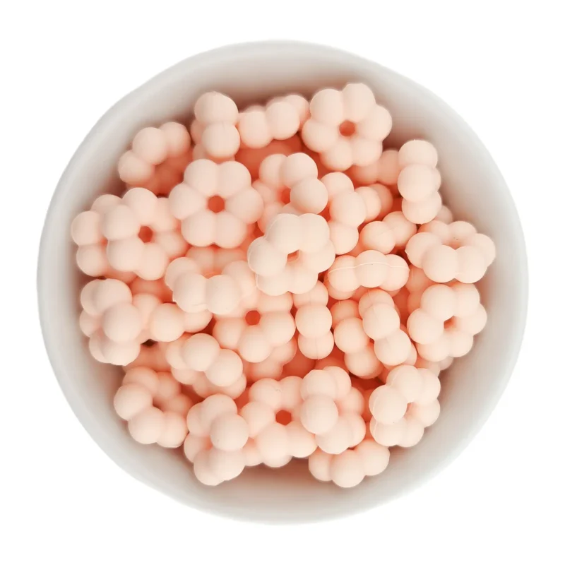 Silikonperlen - Flower Dots - 14 x 5 mm - Helles Pfirsichrosa